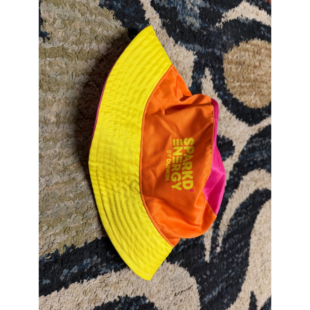 Dunkin Sparkd Energy Reversible Bucket Hat Neon Pink Orange Yellow Colorblock